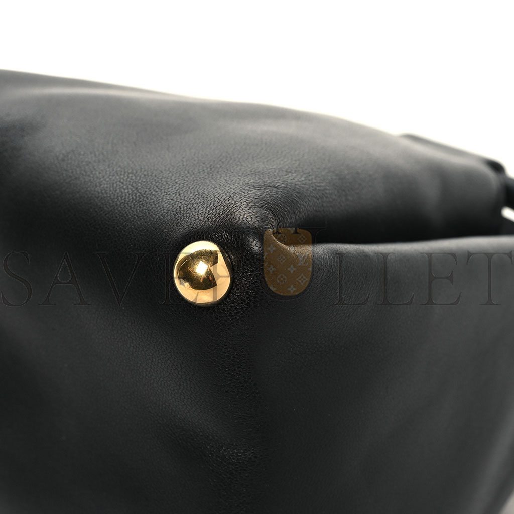 bo*te*ga Ve*ne*ta calfskin small drawstring pyramid pouch black 1428750 (20*17*8cm)