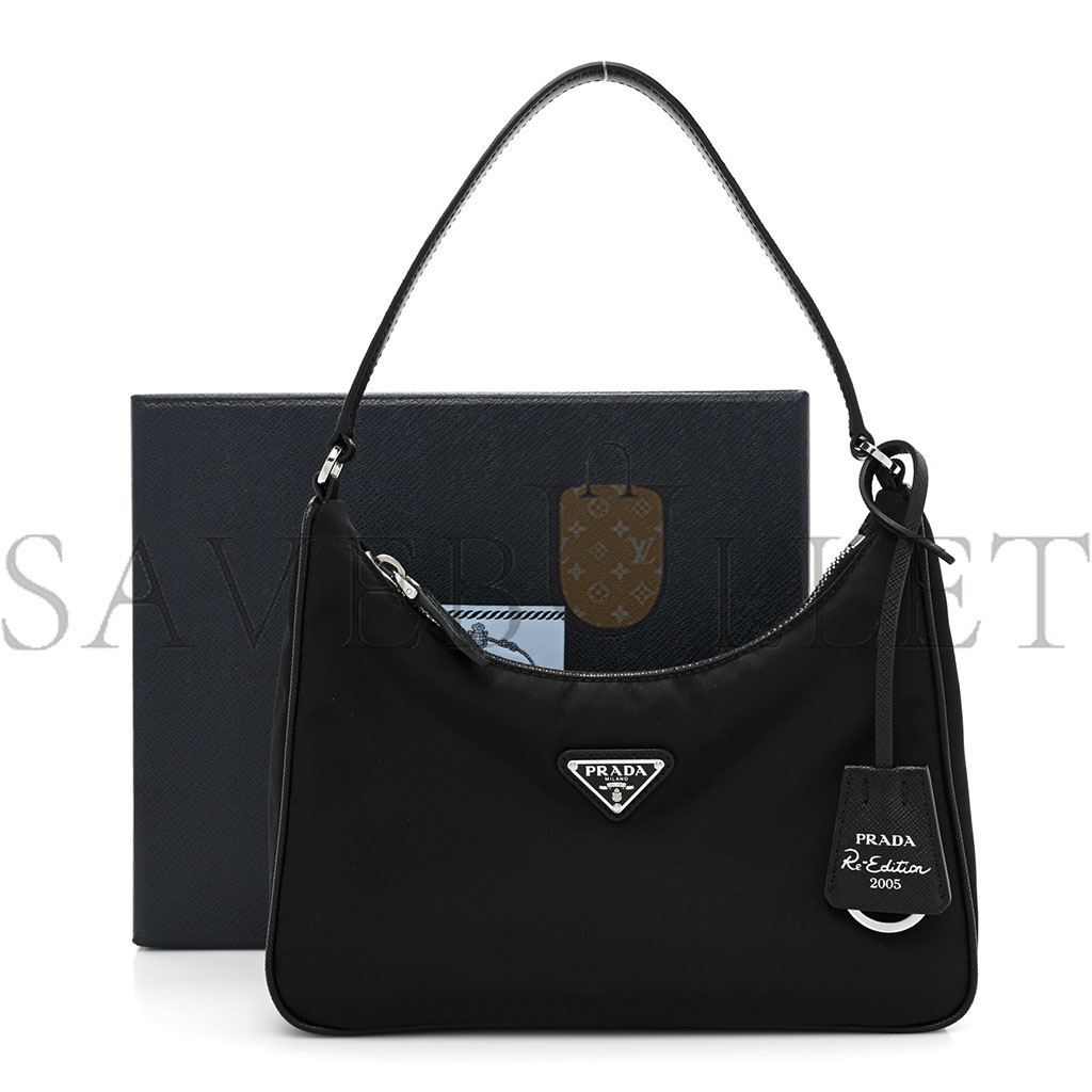 Pra*a tessuto nylon saffiano mini re-edition 2005 bag black (23*14*8cm)