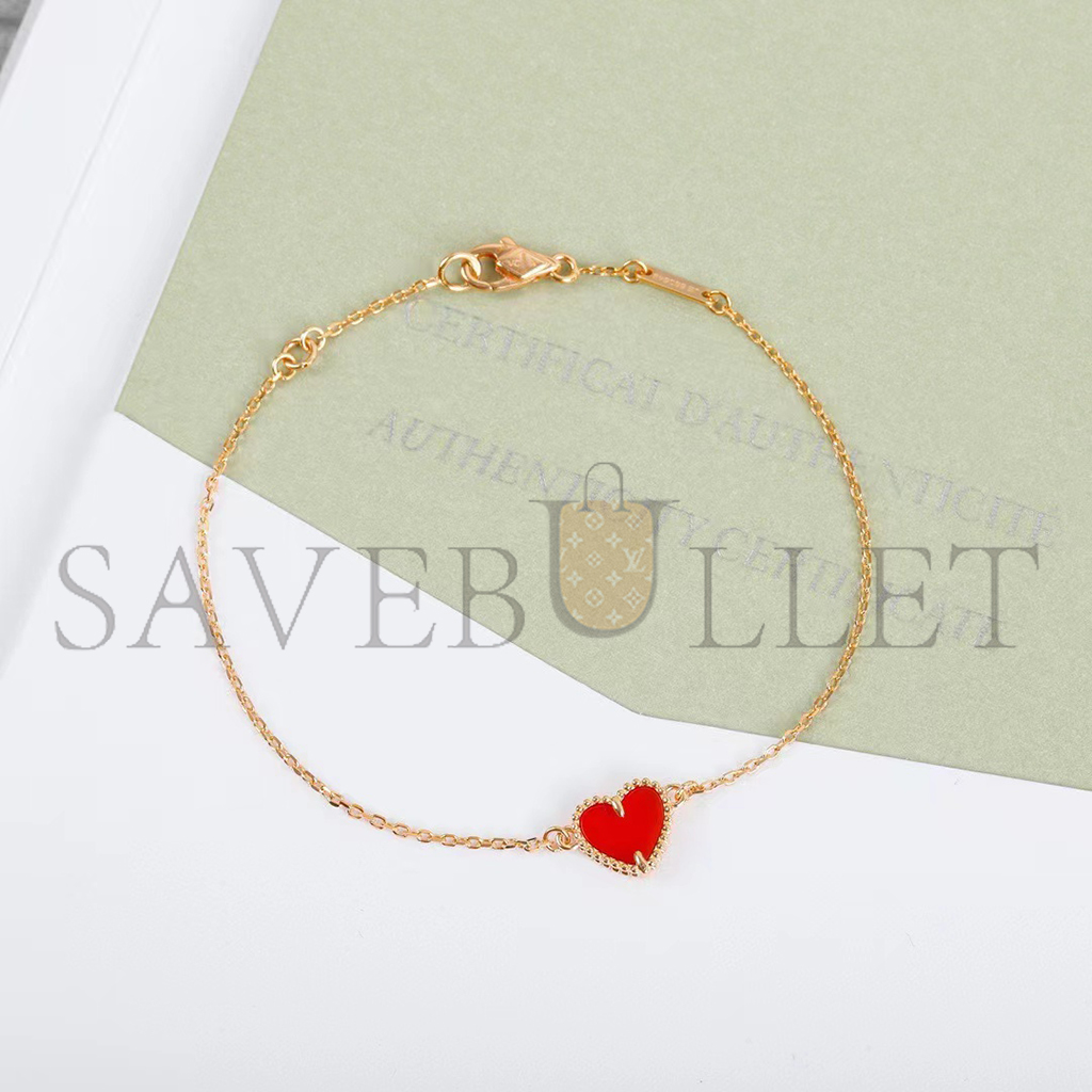 V*N CL*F arpels sweet alhambra heart bracelet - rose gold, carnelian vcarn59l00