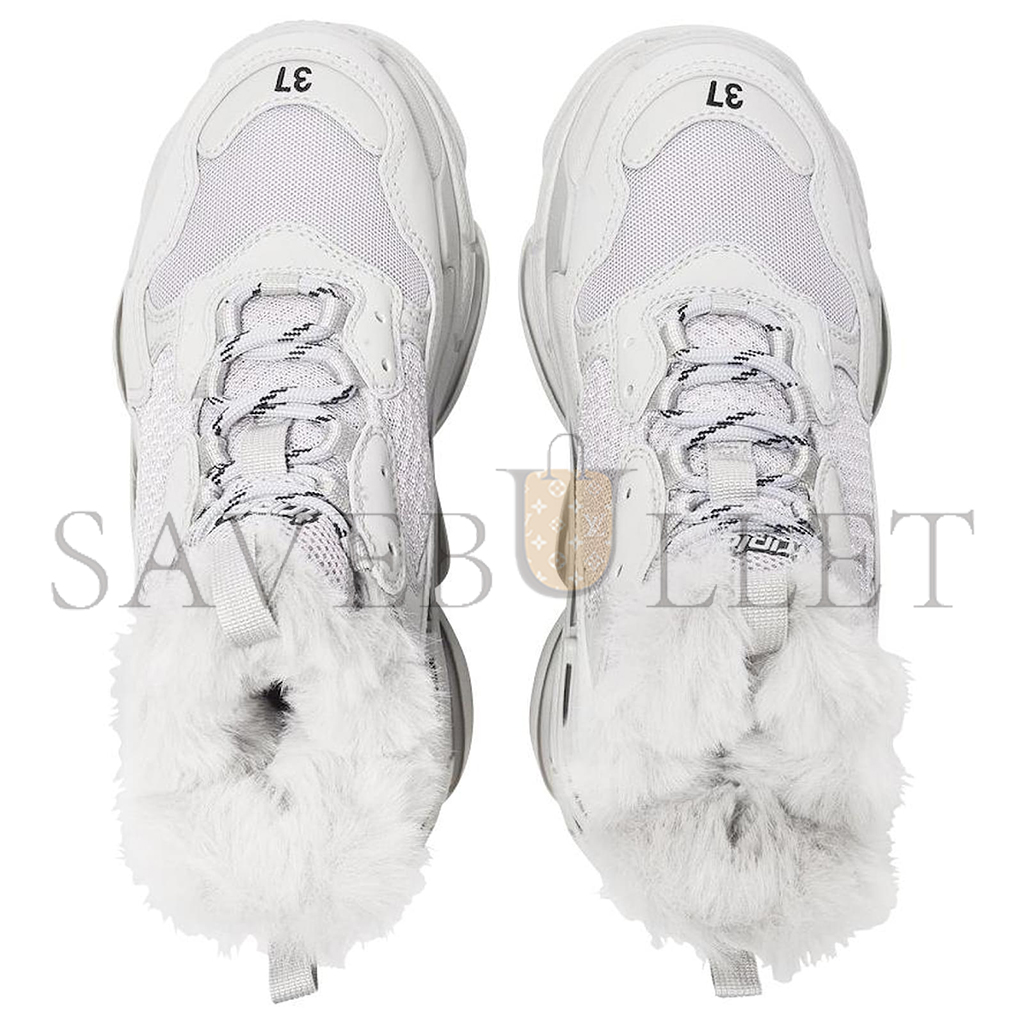 Ba*len*cia*ga triple s fur sneakers in white canvas 668563w3cq51210