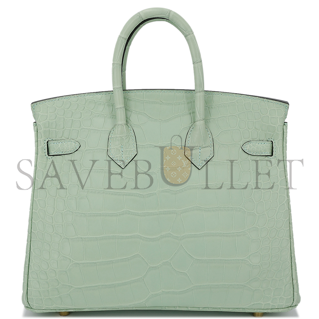 H**mes master birkin 25 mint green alligator matte gold buckle 7419337628 (25*19*13cm)