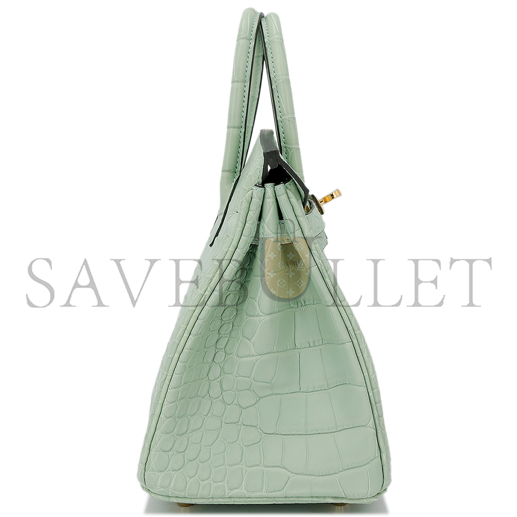 H**mes master birkin 25 mint green alligator matte gold buckle 7419337628 (25*19*13cm)