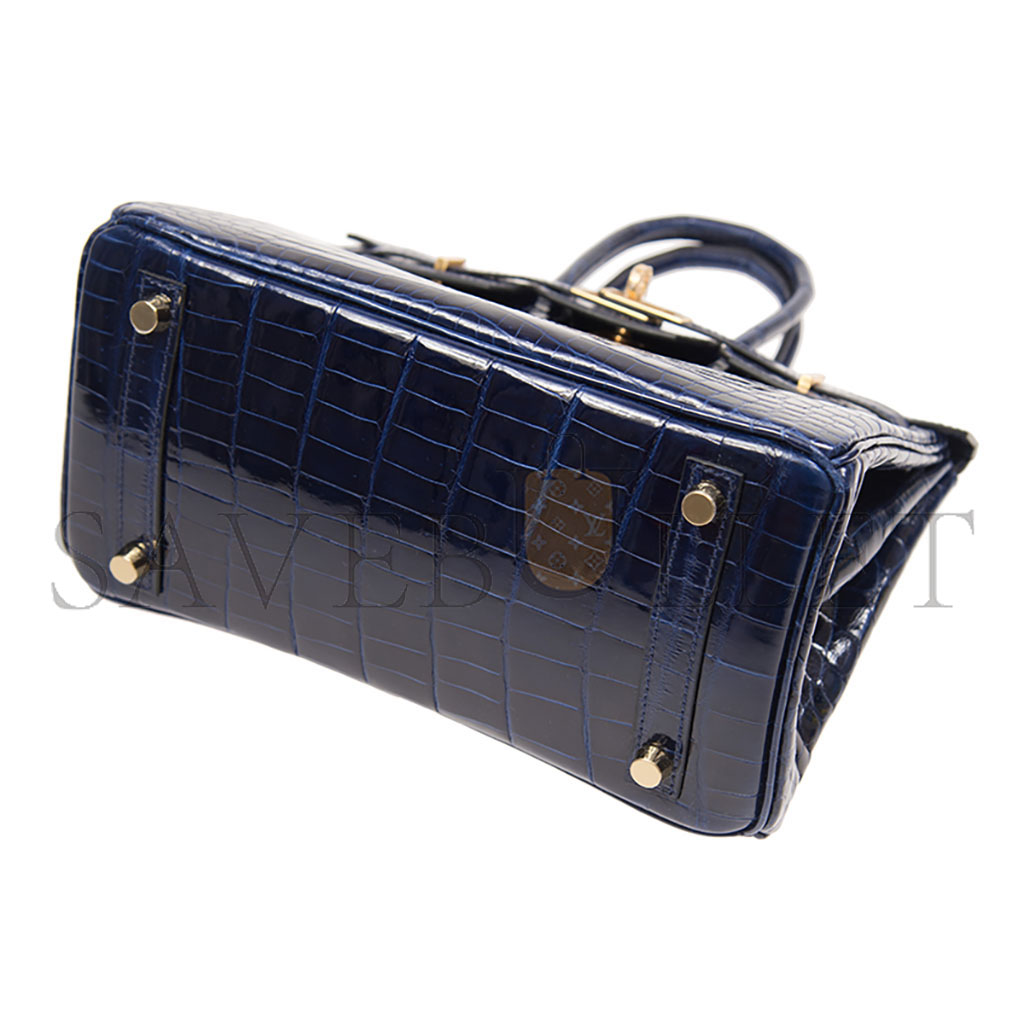H**mes master birkin 25 crocodile leather sapphire blue gold buckle handbag bk2573scrocogpn (25*20*13cm)