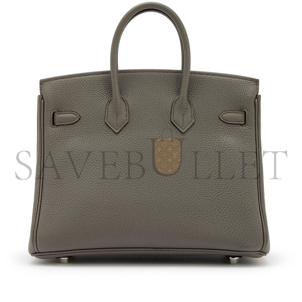 H**mes master birkin 25 togo leather pewter grey silver buckle bag bk258ftgss (25*20*13cm)