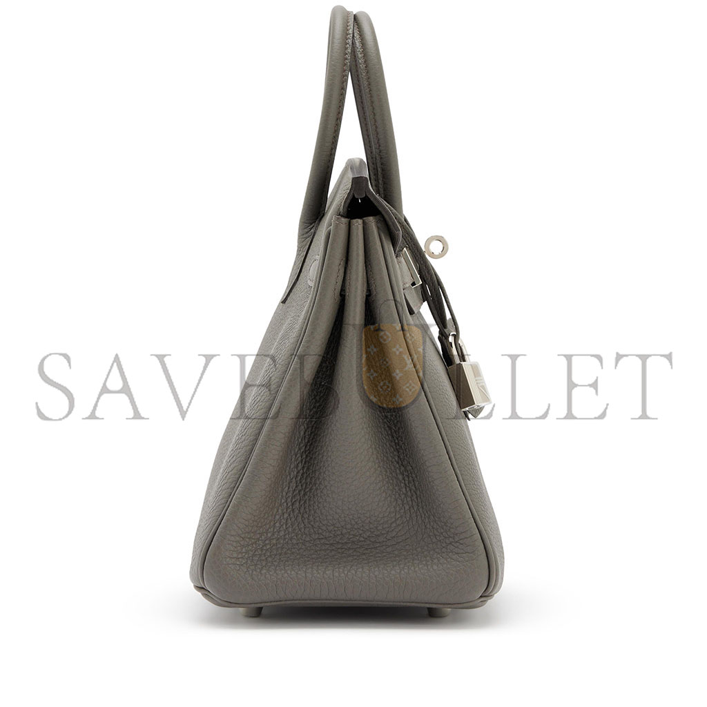 H**mes birkin 25 togo leather pewter grey silver buckle bag bk258ftgss (25*20*13cm)