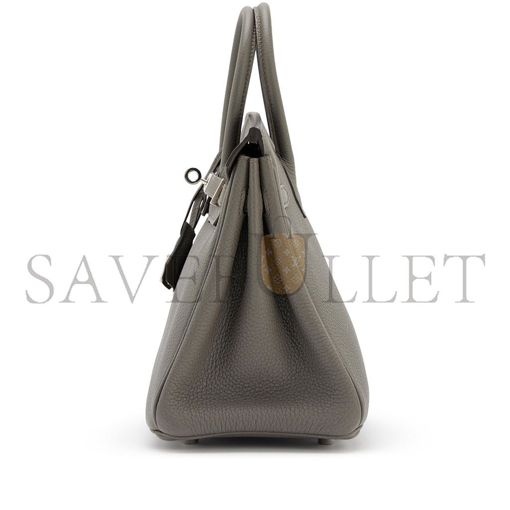 H**mes birkin 25 togo leather pewter grey silver buckle bag bk258ftgss (25*20*13cm)