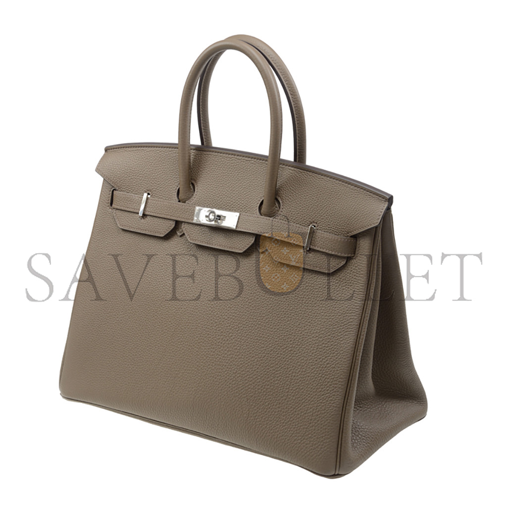 H**mes master birkin 35 togo leather trench coat grey and silver buttons bag bk3516tgss (35*28*18cm)
