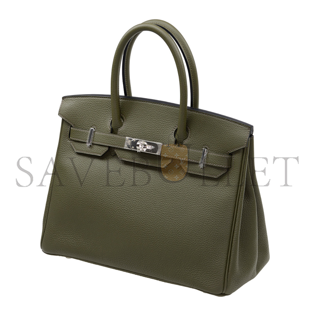 H**mes birkin 25 togo leather olive green silver buckle h028369ck61 (25*20*13cm)