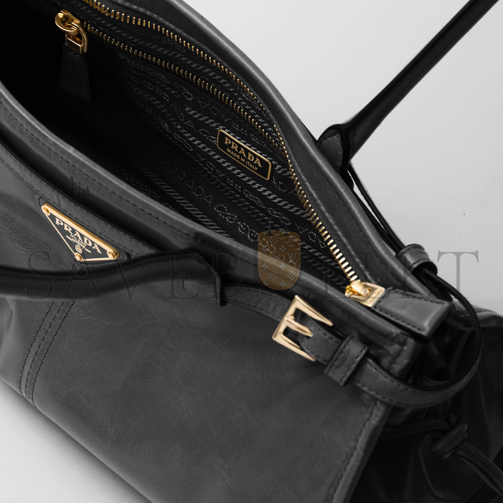 Pra*a bonnie medium leather handbag 1ba426 (32*15.5*12cm)