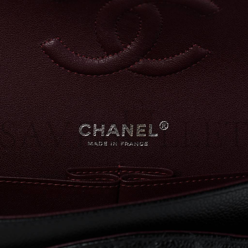 Ch*el caviar quilted medium double flap black silver hardware (25*15*6cm)