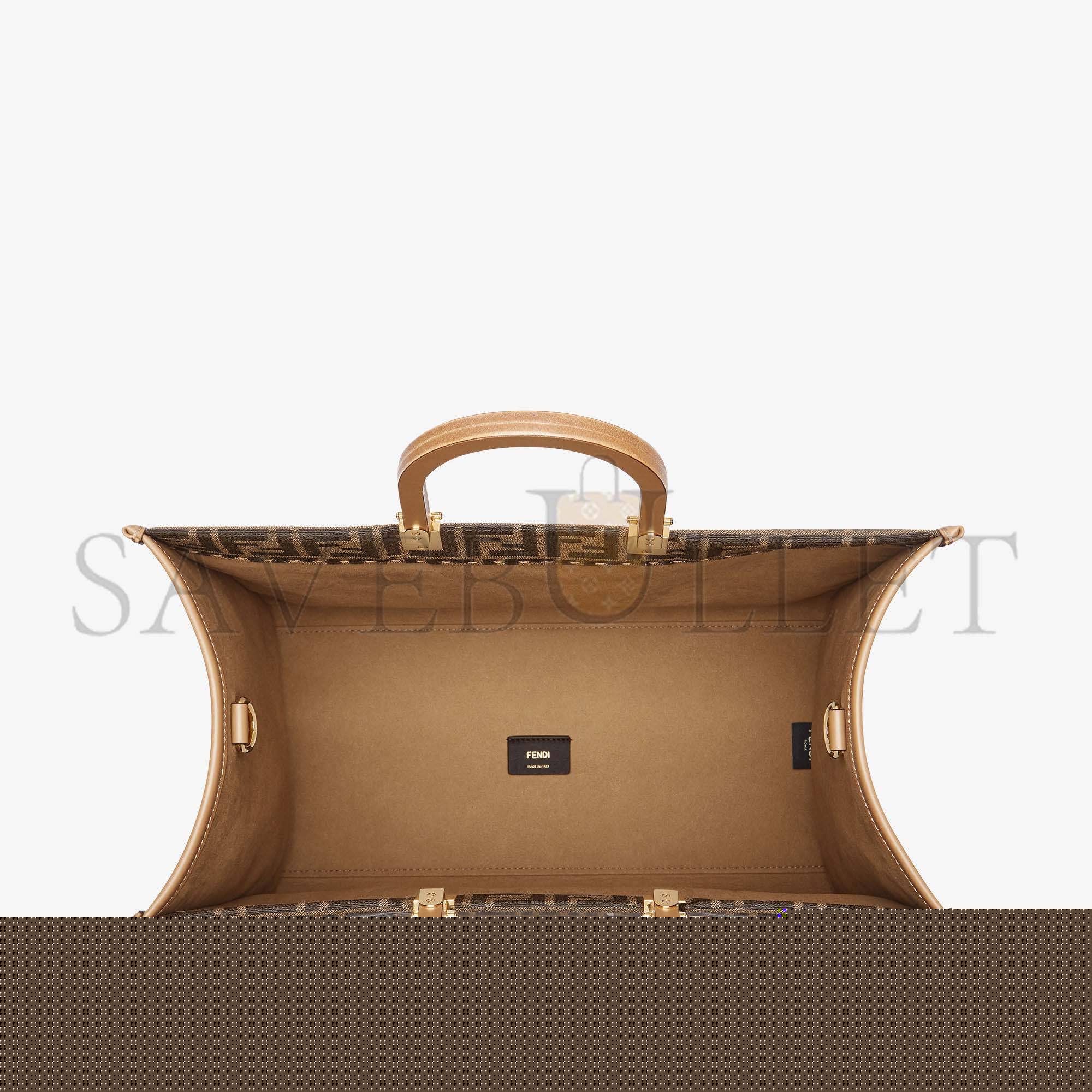 F**di sunshine large - brown ff jacquard fabric shopper 8bh372alvyf1ge3 (40.5*35*21.5cm)