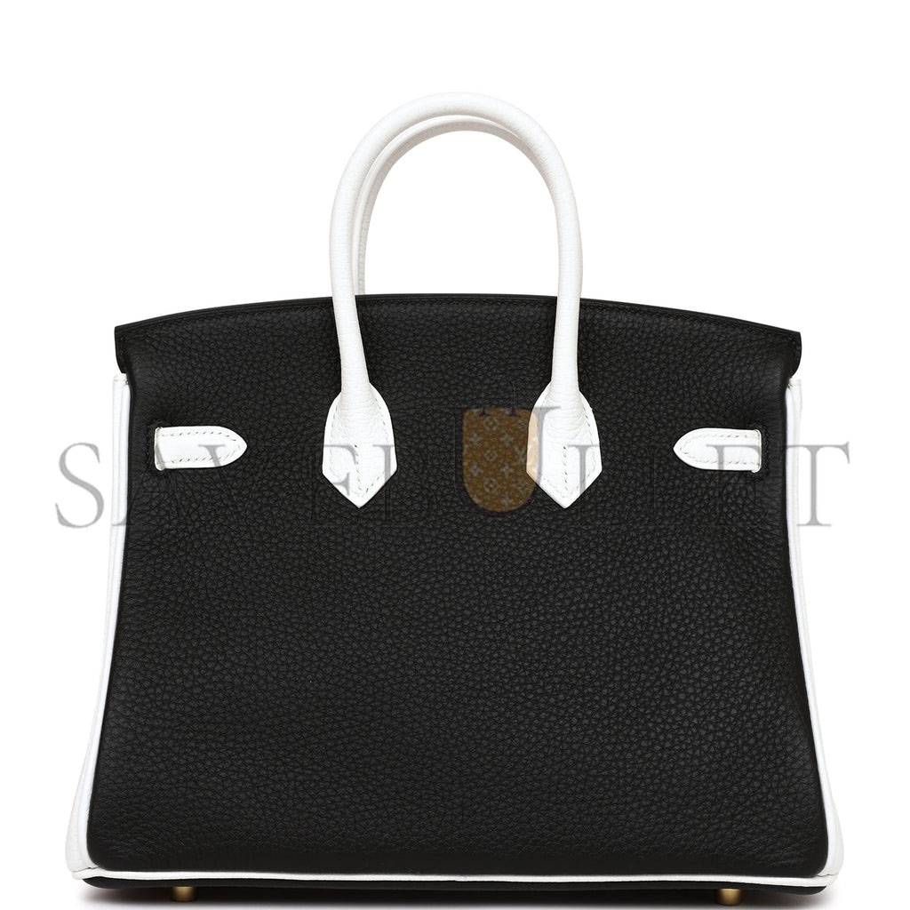 H**mes special order (hss) birkin 25 black and white clemence gold hardware (25cm)