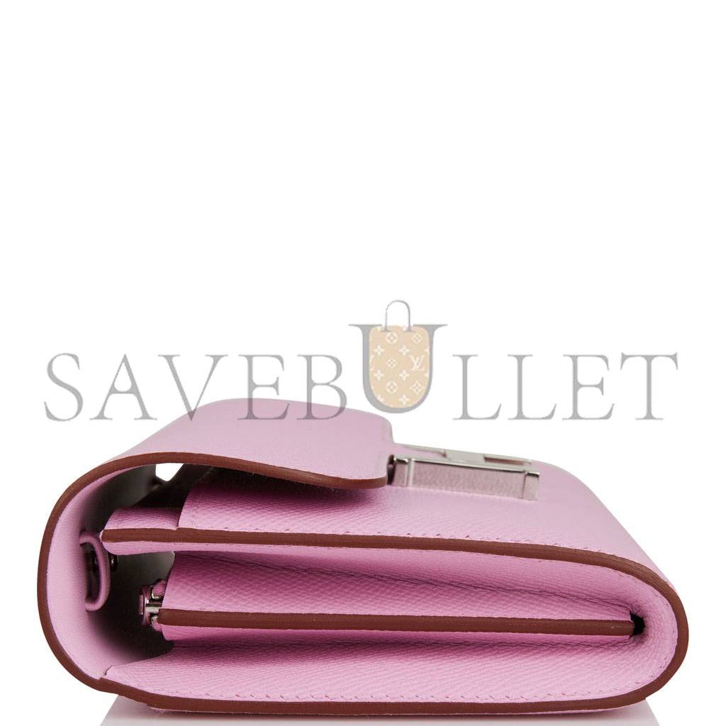 H**mes constance wallet to go mauve sylvestre epsom palladium hardware (22*11cm)