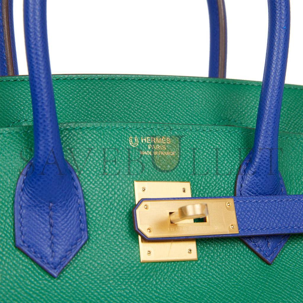 H**mes special order (hss) birkin 30 vert verone and bleu electric epsom brushed gold hardware ( 30cm*22*16cm)