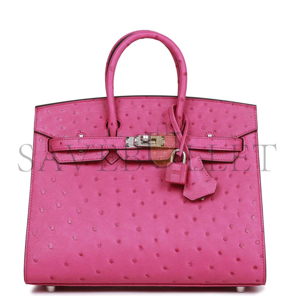 H**mes birkin sellier 25 rose pourpre ostrich palladium hardware handmade (25cm)