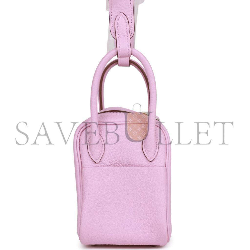 H**mes mini lindy mauve sylvestre clemence palladium hardware (19*12.5*9)