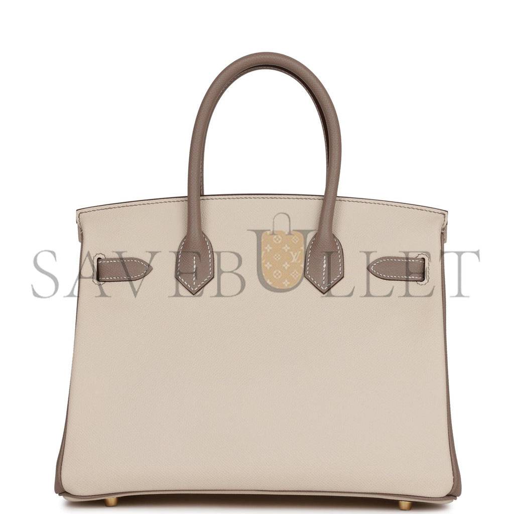 H**mes special order (hss) birkin 30 craie and gris asphalte epsom brushed gold hardware( 30cm*22*16cm)