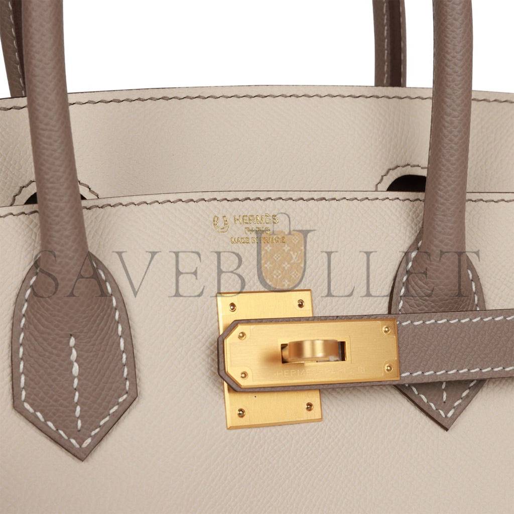 H**mes special order (hss) birkin 30 craie and gris asphalte epsom brushed gold hardware( 30cm*22*16cm)