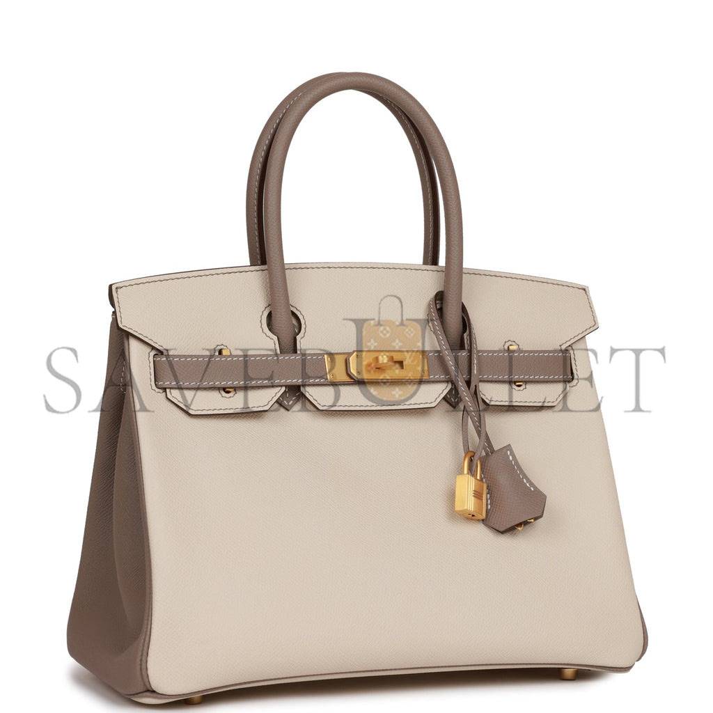 H**mes special order (hss) birkin 30 craie and gris asphalte epsom brushed gold hardware( 30cm*22*16cm)