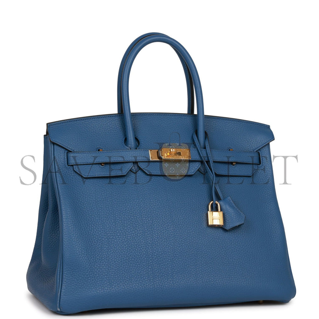 H**mes birkin 35 bleu agate togo gold hardware (35cm)