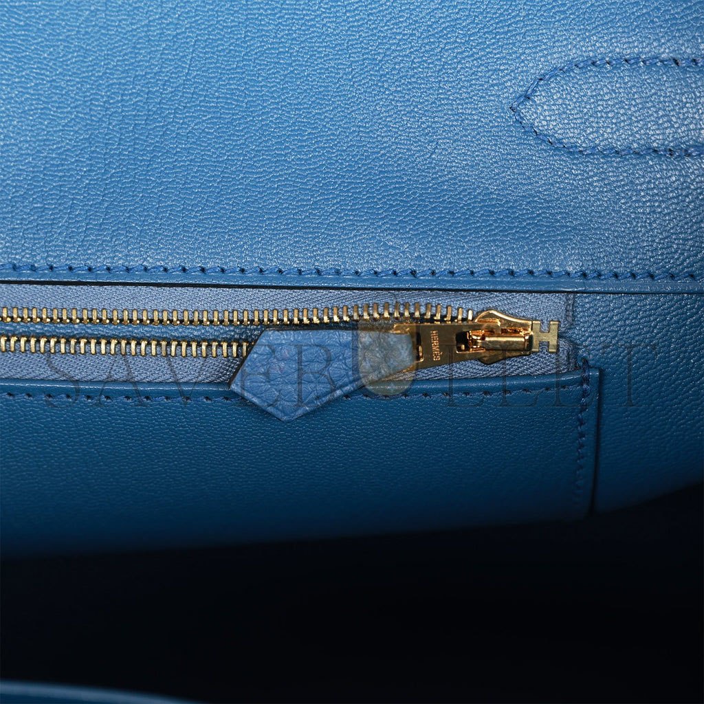 H**mes birkin 35 bleu agate togo gold hardware (35cm)