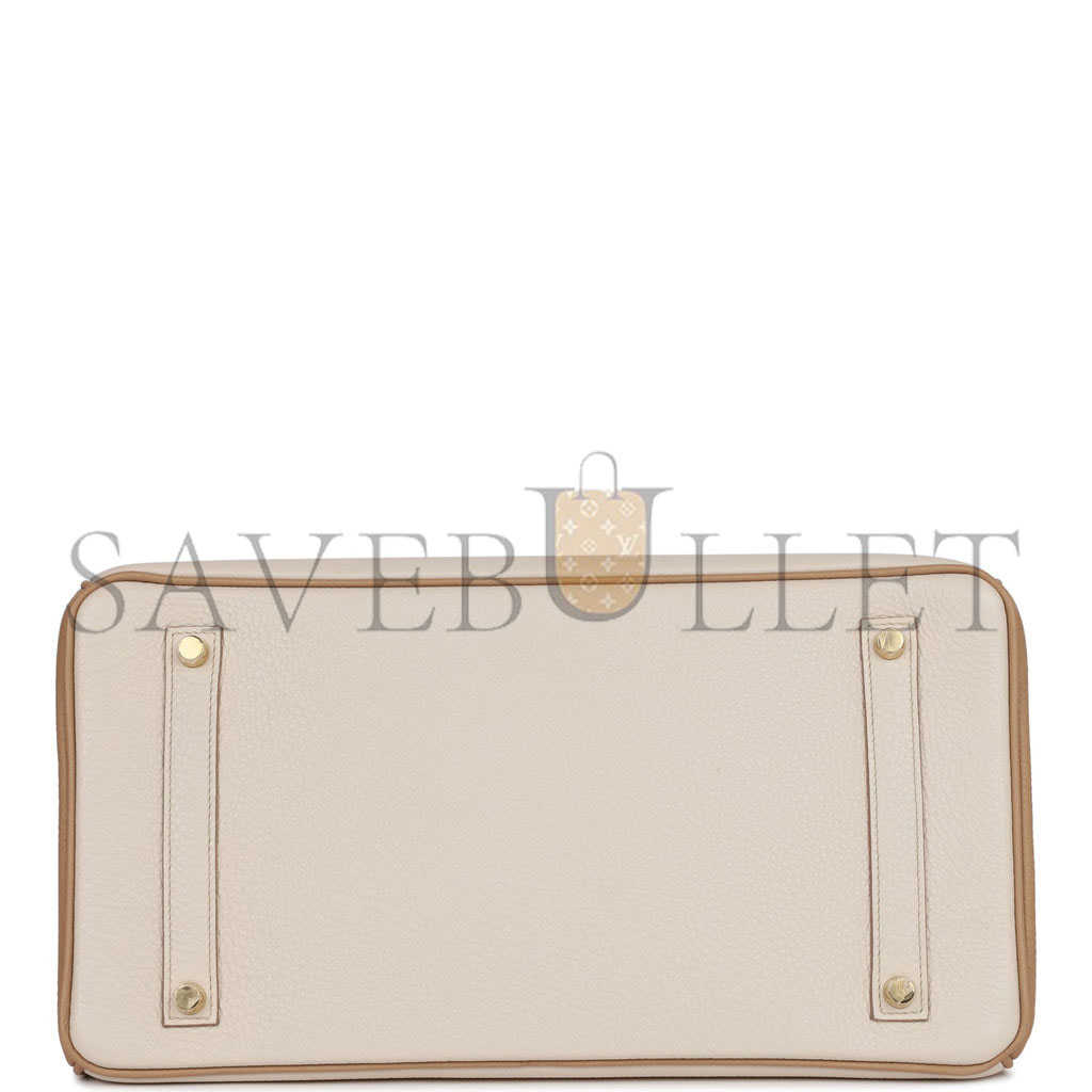 H**mes special order (hss) birkin 35 craie and trench clemence brushed gold hardware (35*25*18cm)