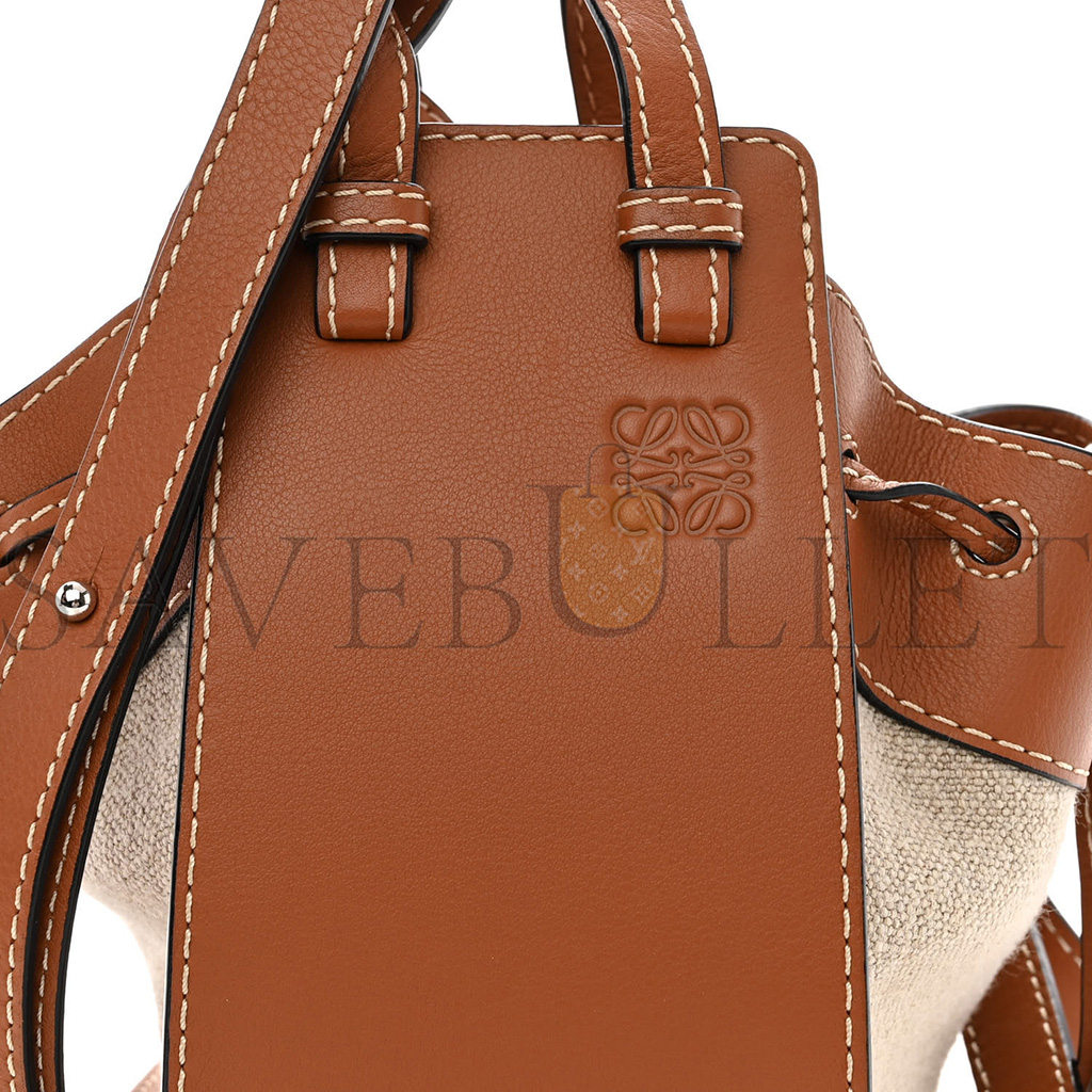 l*ew* calfskin canvas mini hammock shoulder bag natural tan (19*17*10cm)