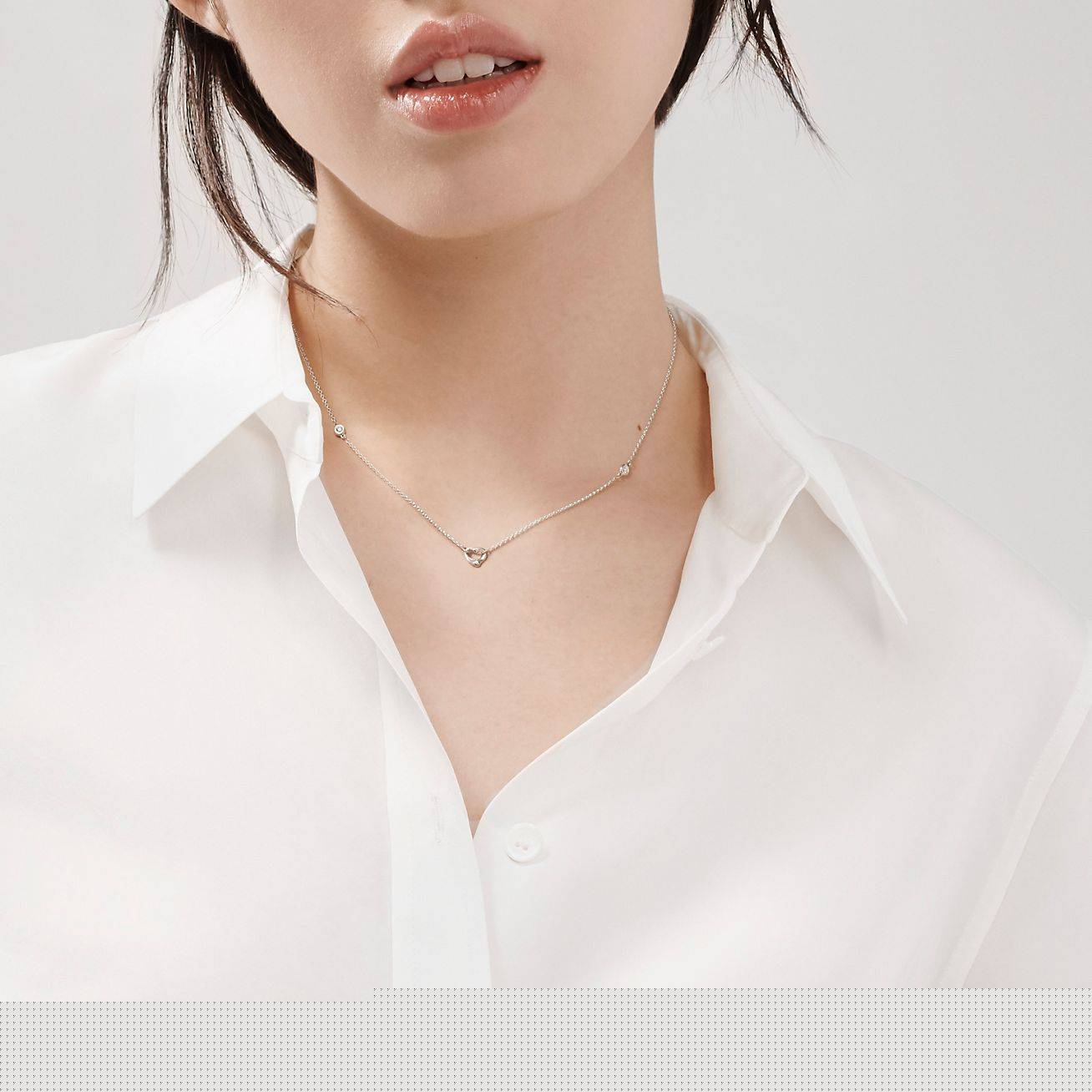 T*f*ny elsa peretti® diamonds by the yard® open heart necklace