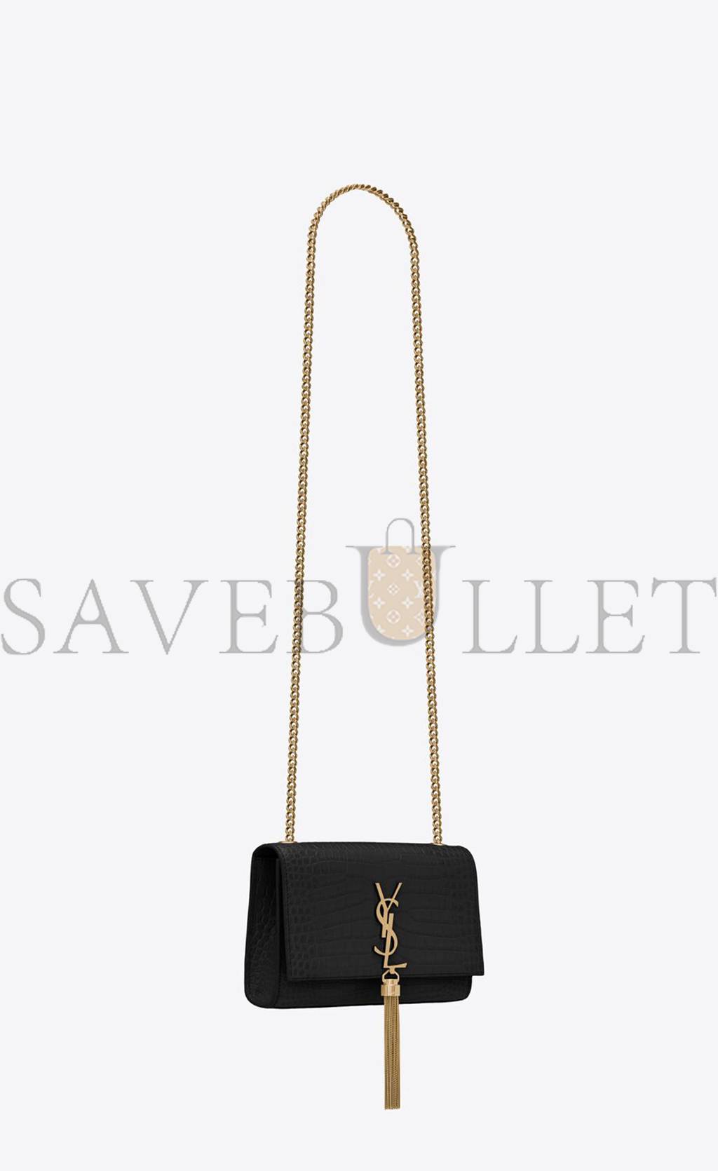 Y*L kate small chain bag with tassel in crocodile-embossed shiny leather 474366dnd0j1000 (20*12.5*5cm)