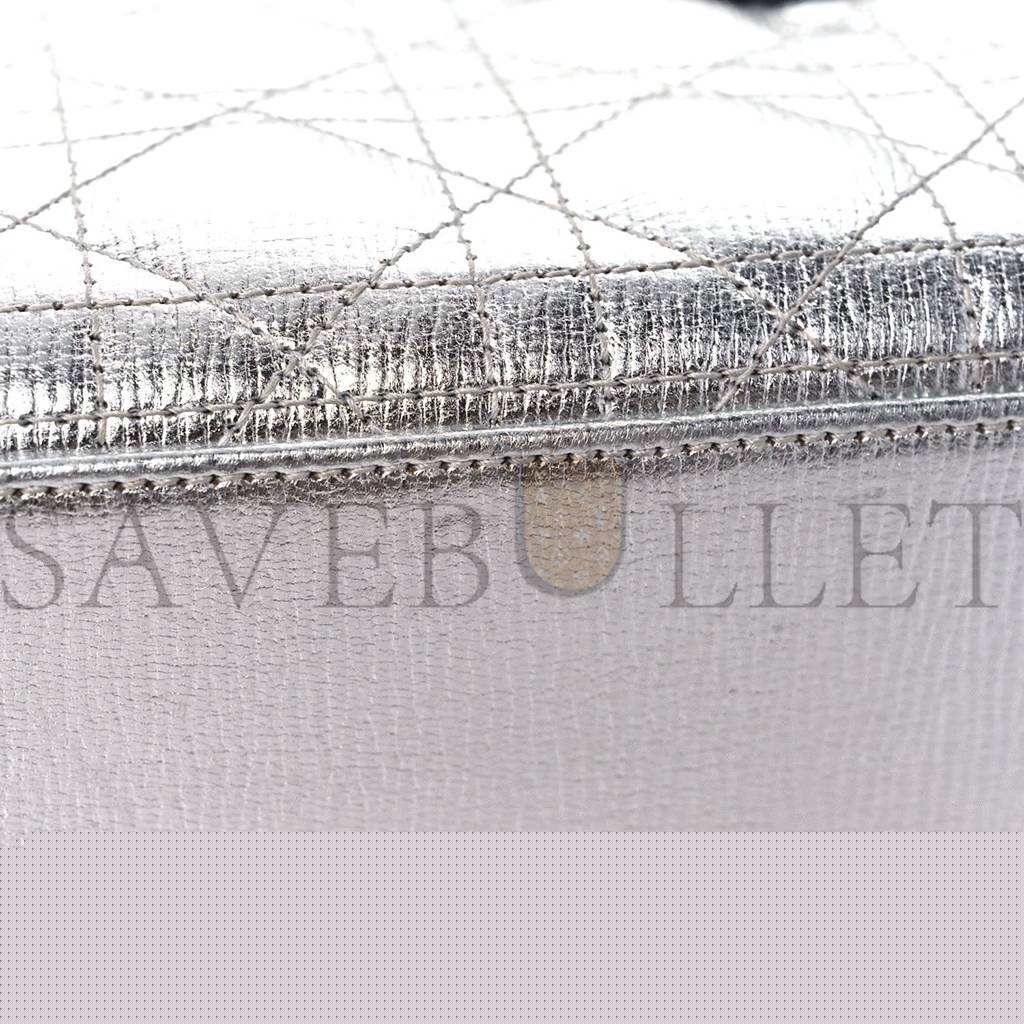 D*or metallic grained calfskin cannage small my lady D*or silver (20*18*8.3cm)