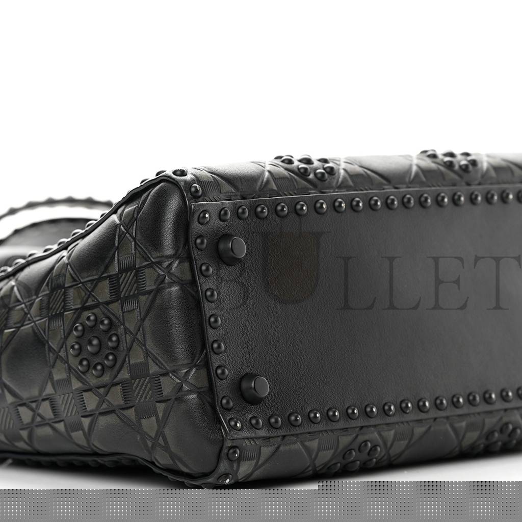 d*or calfskin cannage embossed studded medium S*pple lady d*or black (24*20*12.1cm)