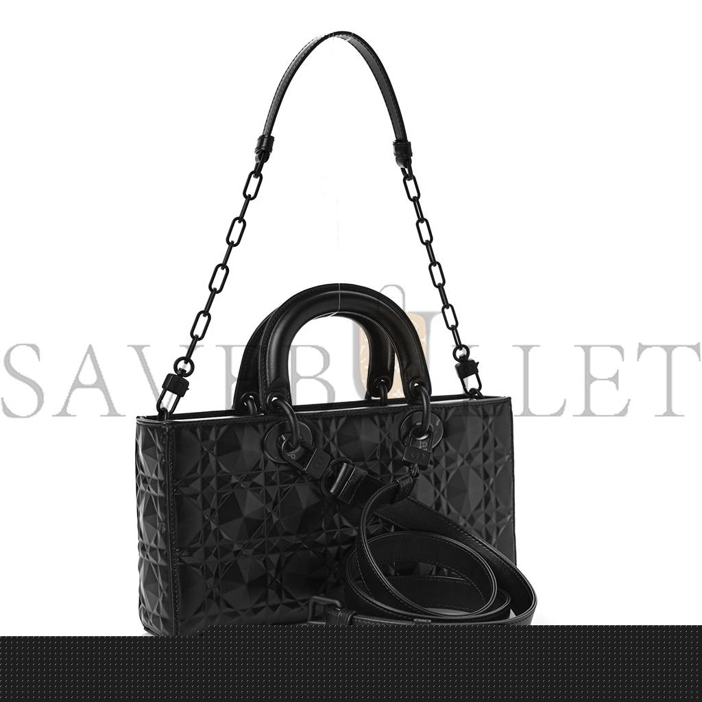 d*or calfskin cannage Di*m*nd medium lady d-joy black (26*14*5.7cm)