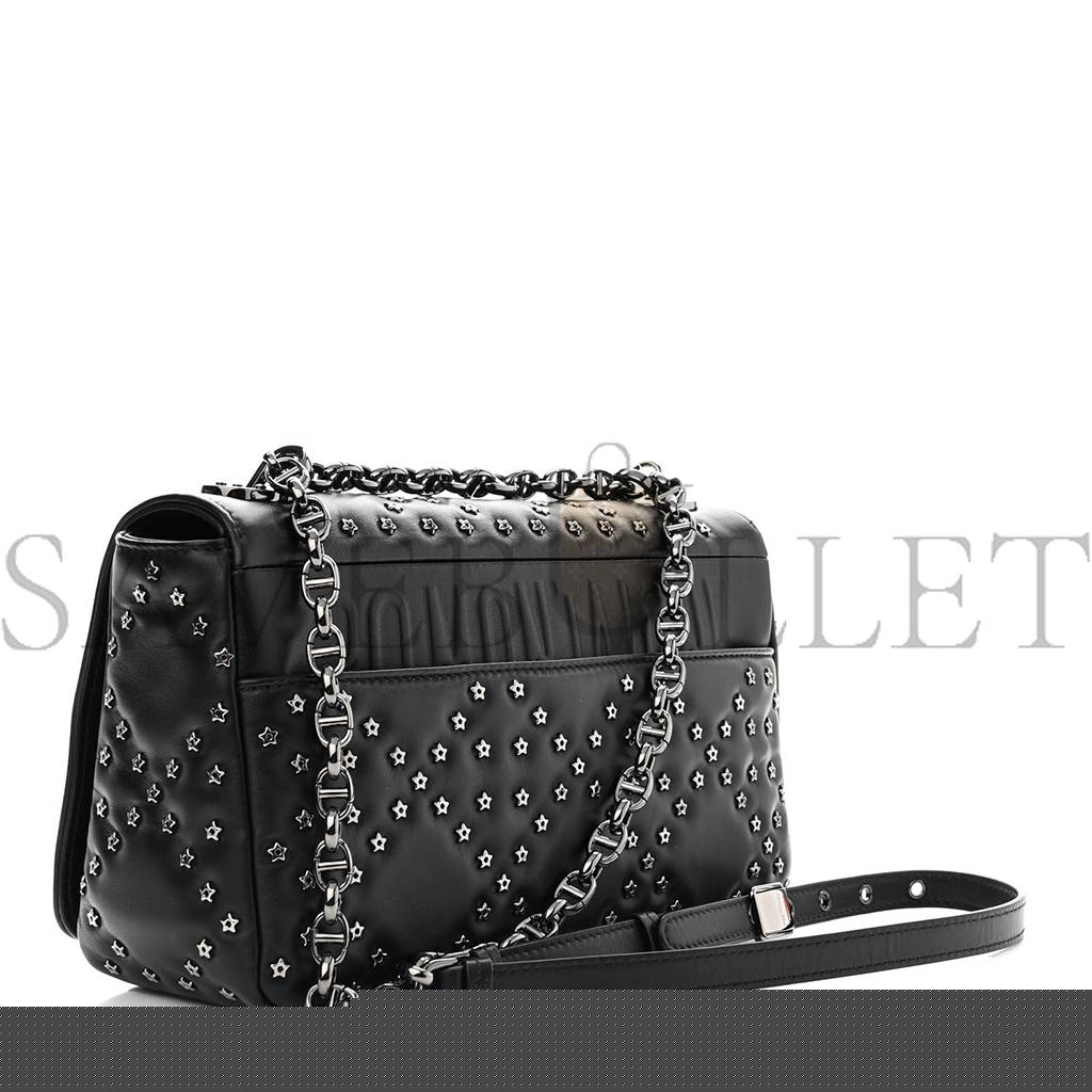 D*or calfskin lucky star macrocannage medium caro bag black (25*15*8.3cm)